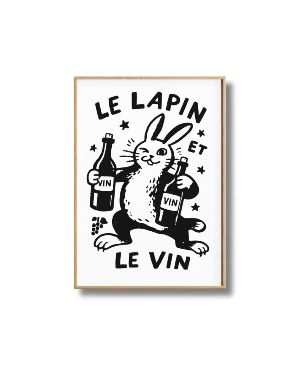 Affiche Le Lapin et le Vin – Poster Humoristique Vin et Animal