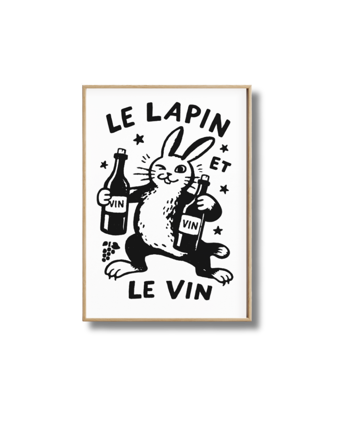 Affiche Le Lapin et le Vin – Poster Humoristique Vin et Animal