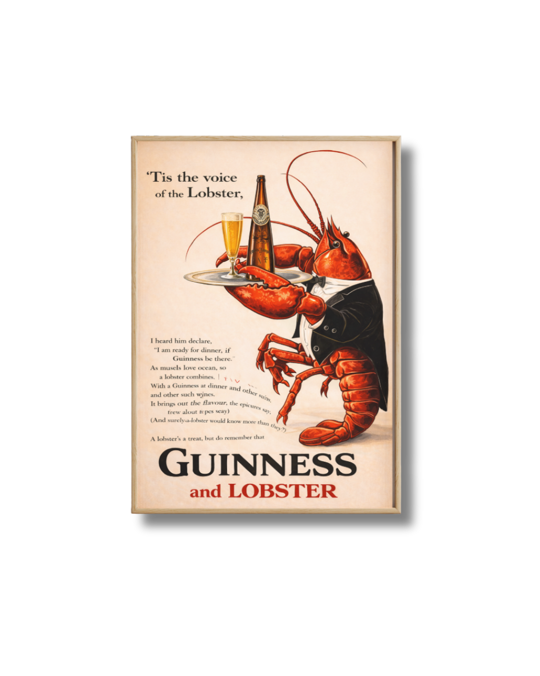 Affiche Guinness and Lobster – Homard Vintage Déco Pub